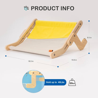 Mewoofun Sturdy Cat Window Perch Wooden Assembly Hanging Bed Cotton Canvas Easy Washable Multi-Ply Plywood Hot Selling Hammock